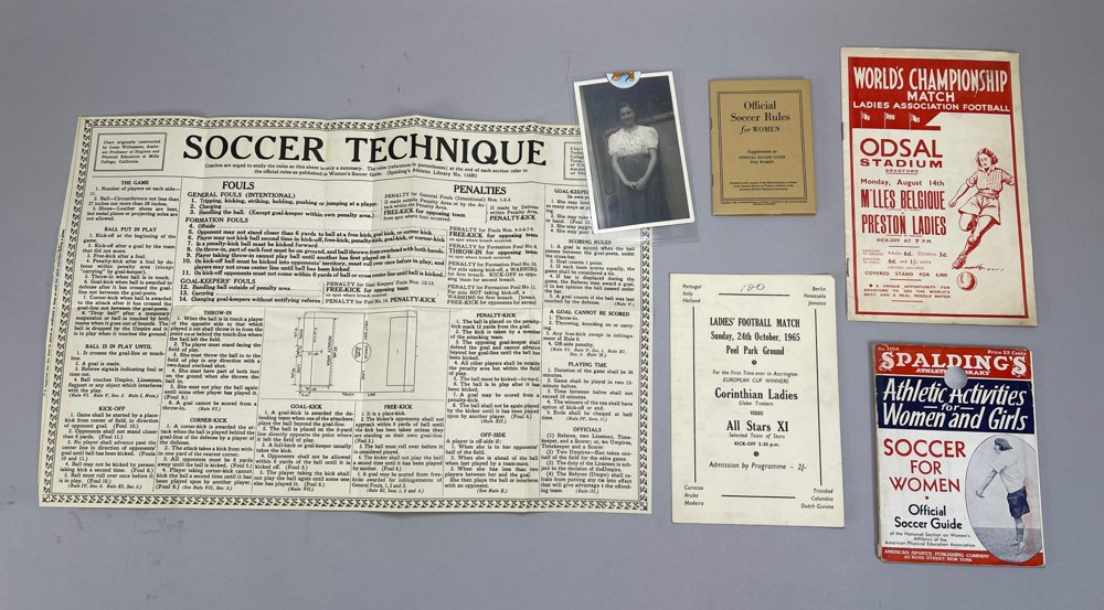 Collection of women's football memorabilia, circa 1929 & 1939