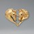 A Harriet Glen 9ct gold and blue sapphire horsehead heart brooch