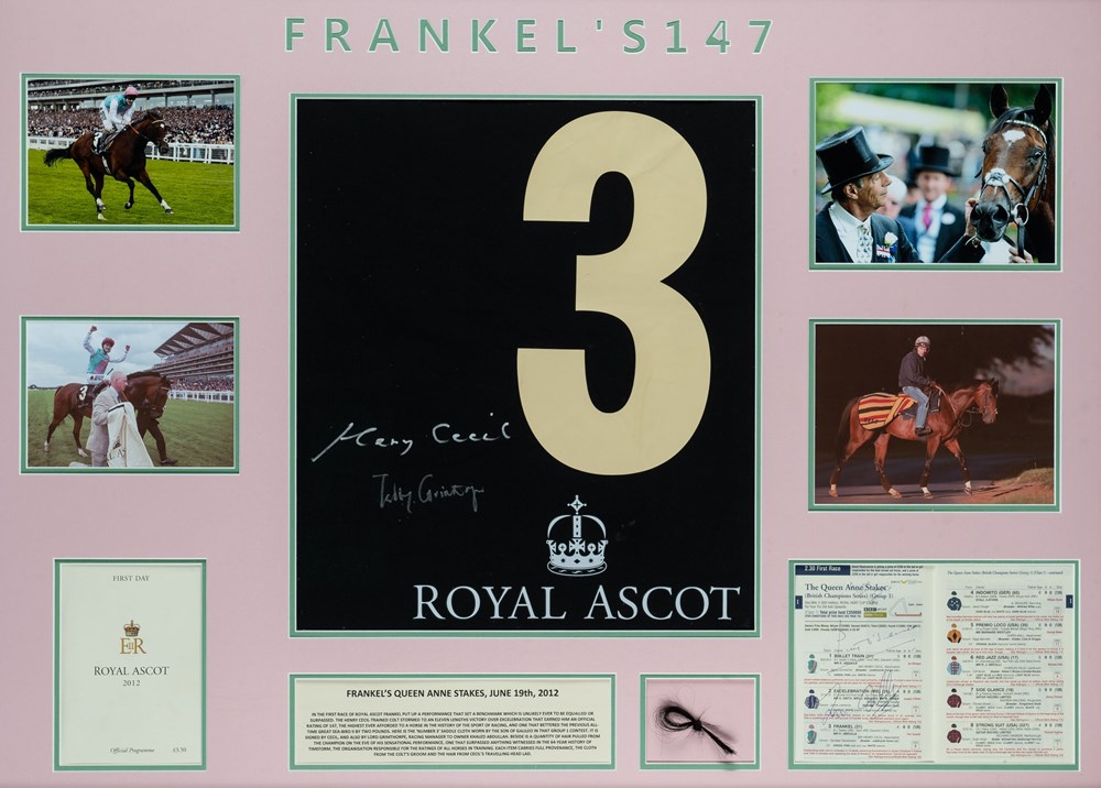 Frankel's No.3 number cloth from the 2012 Queen Anne Stakes