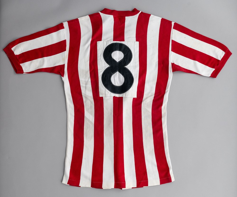 Martin Chivers’ red and white-striped Southampton no.8 home jersey